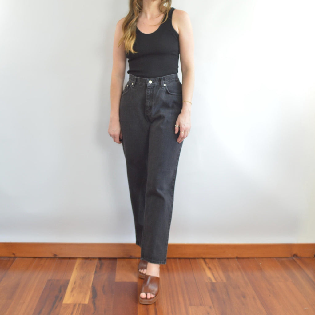 33 x 31 faded black high rise vintage wide straight leg riders
